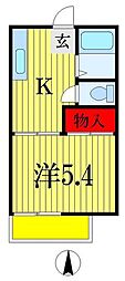 東葉グリーンハイツ 1Kの間取図画像
