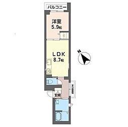 セレナヴィラAIYAII 1LDKの間取図画像