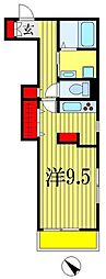 カーサカメリア ワンルームの間取図画像