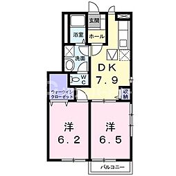 ヒルズ・カツラギ 2LDKの間取図画像