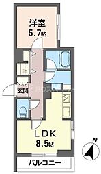 フェリーチェIII 1LDKの間取図画像