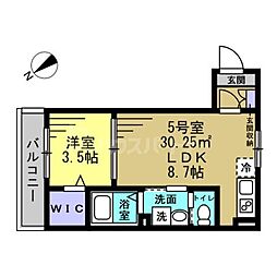 AJ稲毛 1LDKの間取図画像