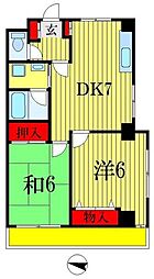 ピュアハイツ長洲 2DKの間取図画像