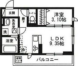 キャピタルコート 1LDKの間取図画像