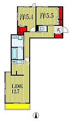 レジデンスGINKGO 2LDKの間取図画像