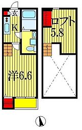 エスペランサAK松波 1Kの間取図画像