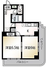 シャトール未広 2Kの間取図画像