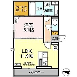 D-ROOM蘇我 1LDKの間取図画像