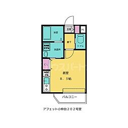 アフェット稲毛3 ワンルームの間取図画像
