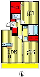 ロイヤルオーク 2LDKの間取図画像