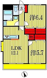 フォーレスト 2LDKの間取図画像