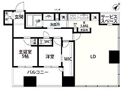キャピタルゲートプレイスザ・タワー 2SLDKの間取図画像