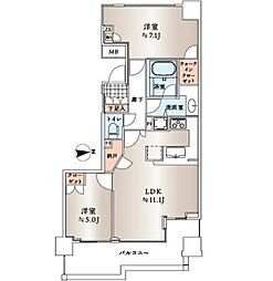 神楽坂アインスタワー 2LDKの間取図画像