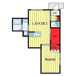 CUBEスクエア 1LDKの間取図画像