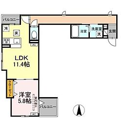 ルリアン東尾久 1LDKの間取図画像