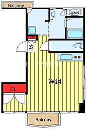 K2-COURTMINOWA ワンルームの間取図画像