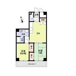 寿ビル 3階2DKの間取り