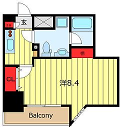 グラントゥルース田端 7階1Kの間取り