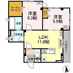 Villa Del Sol V 2階2LDKの間取り