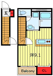 casa di comodo 2階ワンルームの間取り