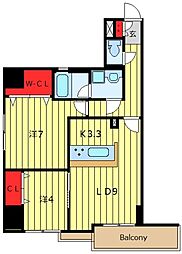 アーリアシティ尾久 6階2LDKの間取り