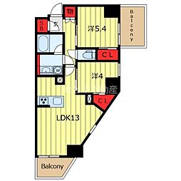 スプランディッド西日暮里 2LDKの間取図画像