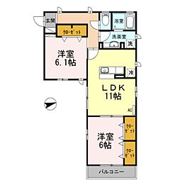 VillaDelSol2 2LDKの間取図画像