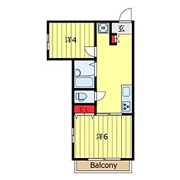 日神パレス東日暮里 2Kの間取図画像