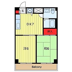 パーク・サイド関 2DKの間取図画像