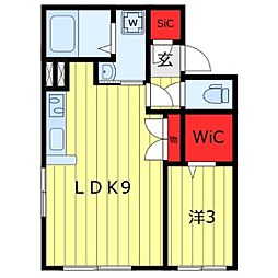Aster日暮里 1LDKの間取図画像