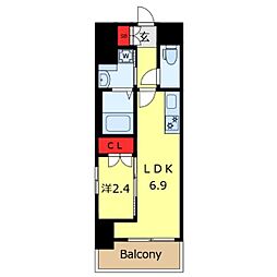 リアン・シエルブルー田端 1DKの間取図画像