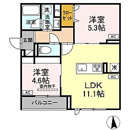 セレスティア荒川N 2LDKの間取図画像