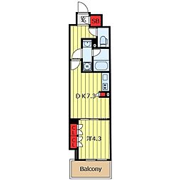 スプランディッド西日暮里 1DKの間取図画像
