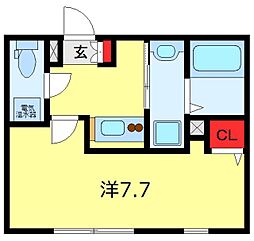 COCOCUBE東日暮里 1Kの間取図画像