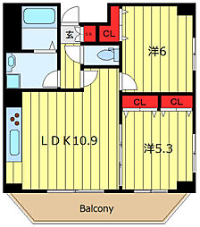 カルム日暮里レジデンス 2LDKの間取図画像