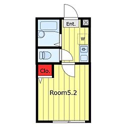 Lメゾン扇B棟 1Kの間取図画像
