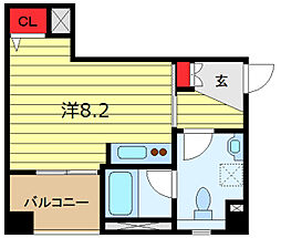 K2 ワンルームの間取図画像