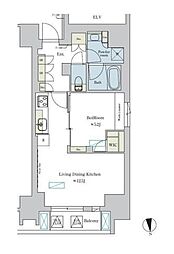 ブリリアイスト浅草 1LDKの間取図画像