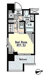 レジディア市谷薬王寺 ワンルームの間取図画像