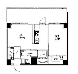 市谷仲之町ヒルズウイングSouth 1LDKの間取図画像