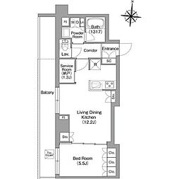 プラネソシエプラス旗の台 1SLDKの間取図画像