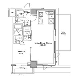 ザ・パークハビオ西大井 1LDKの間取図画像