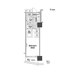 パークハビオ赤坂タワー 1Kの間取図画像