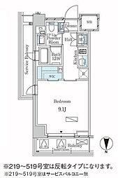 ラティエラ武蔵小杉 1Kの間取図画像
