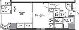RESIDIAIRIYA 1LDKの間取図画像