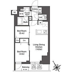 BluRock後楽園 2LDKの間取図画像