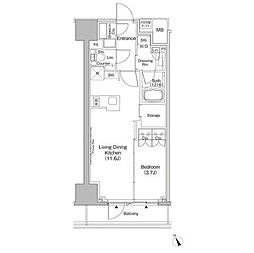 ザ・パークハビオ日本橋茅場町 1LDKの間取図画像
