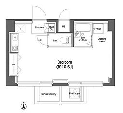 コンフォリア新中野 ワンルームの間取図画像