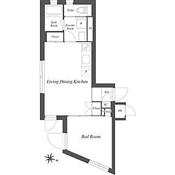 ASTILE西新宿 1LDKの間取図画像