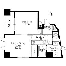 ププレ八丁堀 1LDKの間取図画像